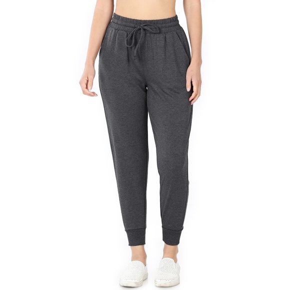 French Terry relaxed fit joggers with pockets - charcoal color - Picture 2 of 5